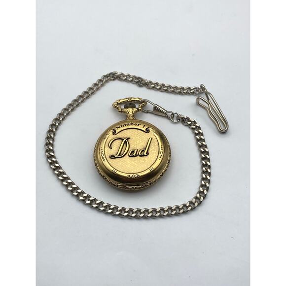 Majesti Swiss Men's Number 1 Dad Pocket Watch With Chain and Clip - New Battery - Picture 4 of 9